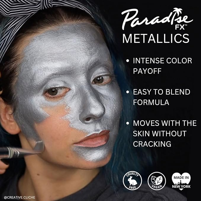 Mehron Makeup Paradise Makeup AQ Refill Size | Stage & Screen, Face & Body Painting, Beauty, Cosplay, Halloween | Water Activated Face Paint, Body Paint, Cosplay Makeup .25 oz (7 ml) (Metallic Gold)