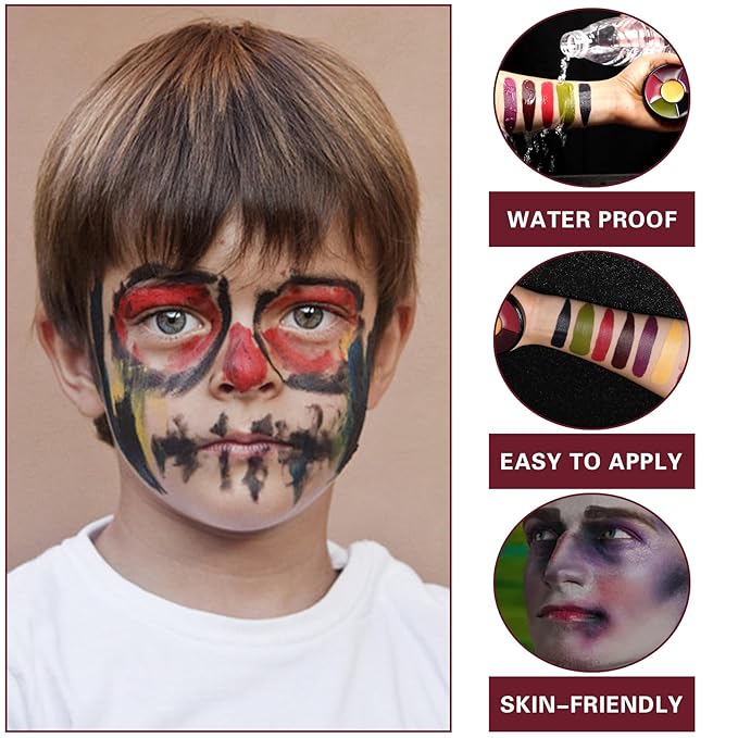 6 Colors Bruise Wheel Kit Halloween Special Effects Makeup Professional Face Body Paint Palette for Cosplay Sfx Zombie Stage Makeup Kit