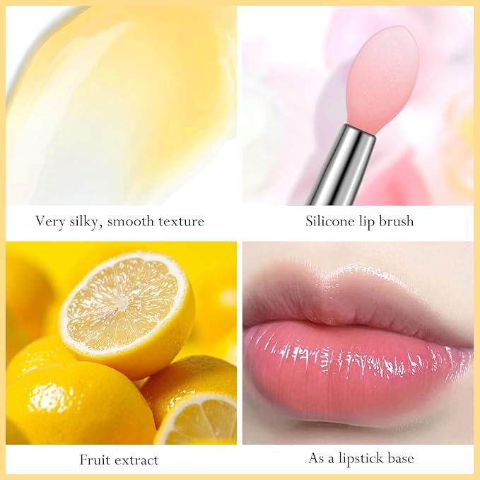 2Pc Jelly Lip Mask Overnight,Fruity Lemon Lip Sleeping Mask Day Night Repair Kawaii Lip Balm Hydrate Plump Dry Lip Scrubs Exfoliator,Lip Care Lip Moisturizer with Collagen-Lemon