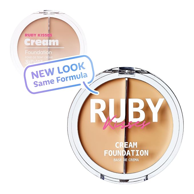 Ruby Kisses Cream Foundation 3D Face Creator 2-Color Foundation and Concealer, 12 Hour Wear Long Lasting, Medium to Full Coverage (Level 2)