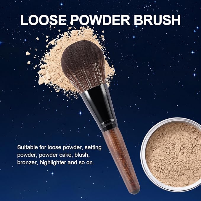 Large Bamboo Mineral Powder Brush, Fluffy Foundation Makeup Brush Kabuki Brushes with Soft Synthetic Bristles for Loose & Pressed Powder, Liquid, Cream, Buffing, Blending, Vegan & Cruelty-Free Tool