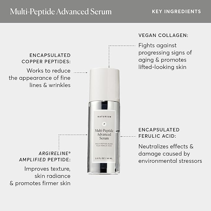 Naturium Multi-Peptide Advanced Serum Jumbo, Firming & Smoothing Face Serum for Fine Lines & Wrinkles with Advanced Multi-Peptide Blend, 2 oz