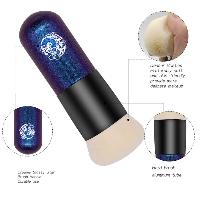 ENERGY Foundation Makeup Brush With Brush Clean Flat Top Kabuki for Face - Perfect For Blending Liquid, Cream or Flawless Powder Cosmetics - Buffing, Stippling, Concealer - Premium Quality Synthetic Dense Bristles