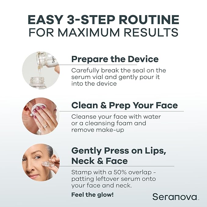Seranova - Micro Infusion for Skin Care – with Collagen Peptides & Hyaluronic Acid, Face Serum and Stamp 0.05mm - 3 Month Supply