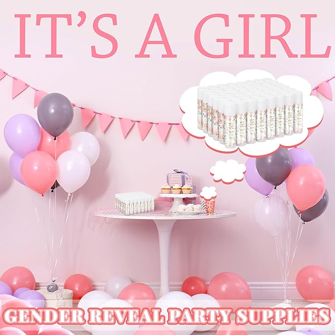 50 Pack Floral Baby Shower Lip Balm Party Supplies Bulk for Girls Guests It's a Girl Baby Shower Gifts Gender Reveal Favors Prizes Souvenirs Winners Thank You Appreciation Gifts
