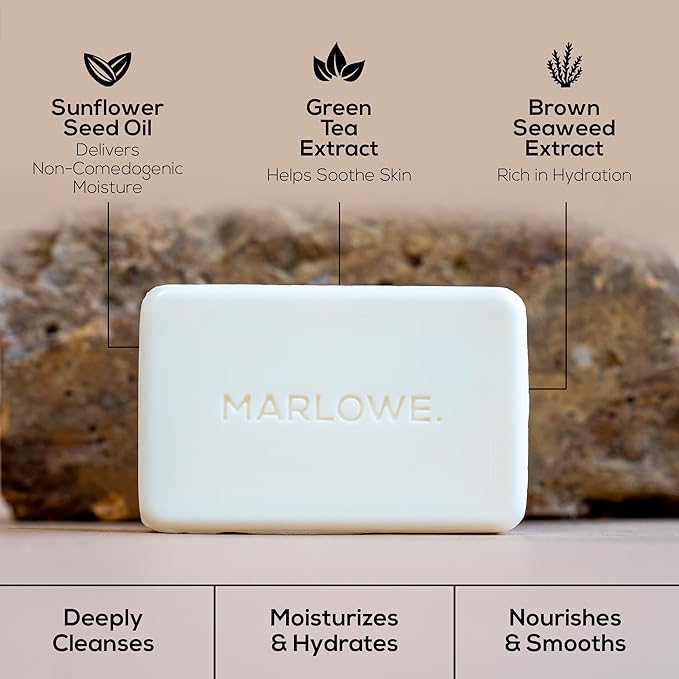 MARLOWE. No. 105 Bar Soap for Men 7 oz, Moisturizing Body Soap, Nourishing & Refreshing with Natural Extracts, Shea Butter, Olive Oil & Green Tea Extracts, Original Sage & Fir Scent