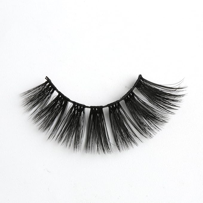 SUNWELL False Eyelashes 18mm Mink Lashes 8D Fluffy Faux Mink Lashes Dramatic Cat Eye Lashes Strips Soft Full Volume Fake Eyelashes 10 Pairs Pack