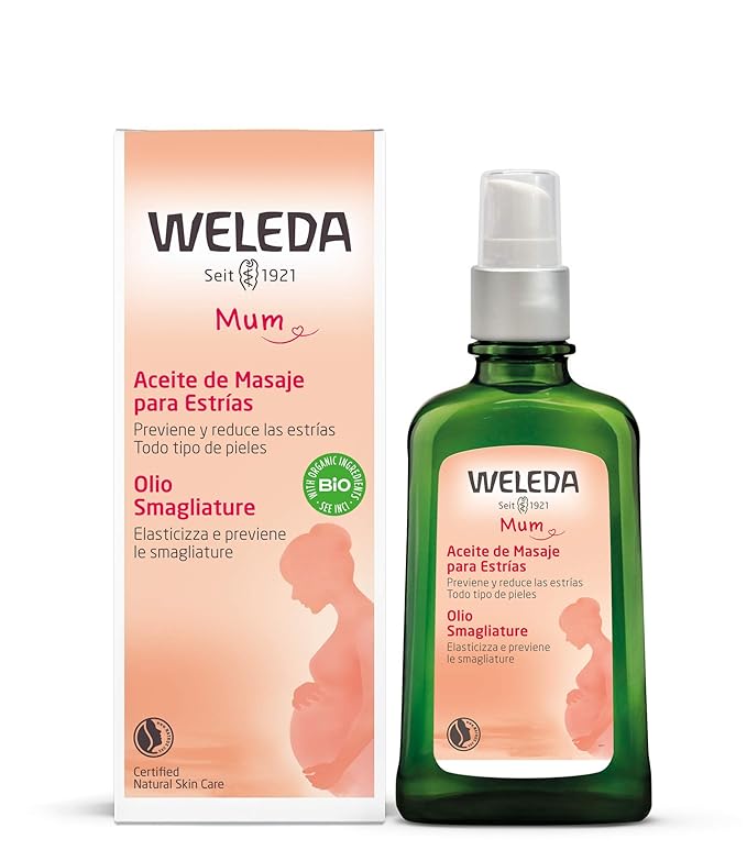 Weleda Stretch Mark Pregnancy Massage Oil, 3.4 Fluid Ounce, Plant Rich Oil with Vitamin E, Sweet Almond, Jojoba and Arnica Oils