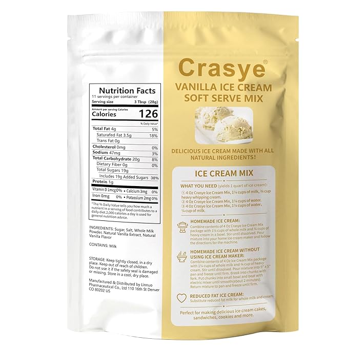 10 Ounce Ice Cream Mix Vanilla Soft Serve Mix Soft Serve Mixes Base Powder Homemade for Ice Cream Maker Machine