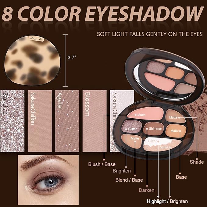 All in One Makeup Kit for Women Full Kit, Basic Cosmetics Kit for Beginner & Professionals, Eye Makeup Set Tween Girl, Make Up Kits for Teenagers, Makeup Gift Set for Girls, Women & Teens(Amber Pink)