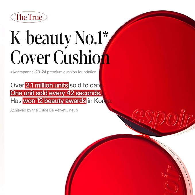 espoir [NEW] Be Velvet Cushion Foundation | Quick and Easy Coverage with Long-lasting Color by Zero Oxidation (#26 Honey, 0.46 Ounce (Pack of 1))