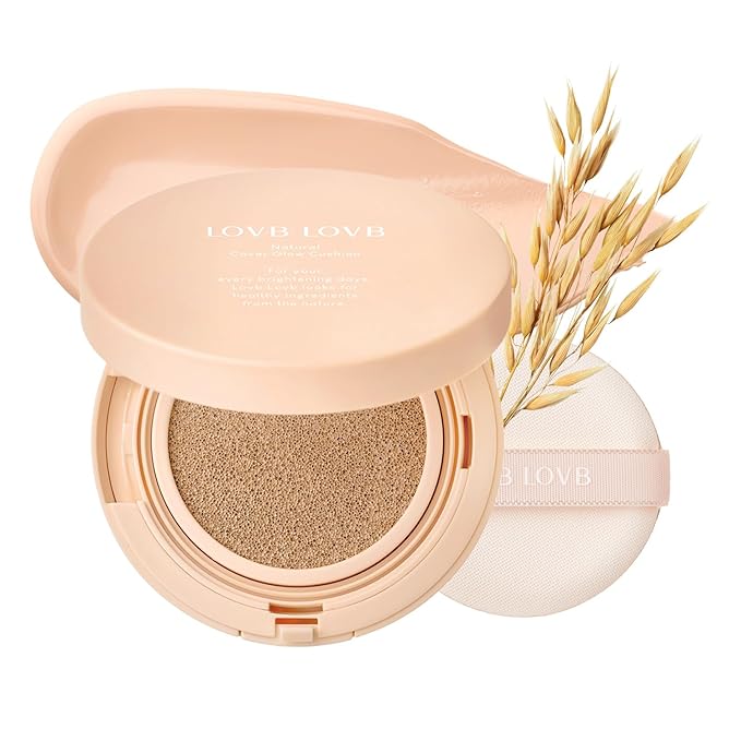 Natural Cover Glow Cushion Foundation | Korean Foundation Makeup | Long-Lasting Buildable Coverage | Lightweight and Moisturizing | Flawless Finish 0.42oz (21P Porcelain Ivory)