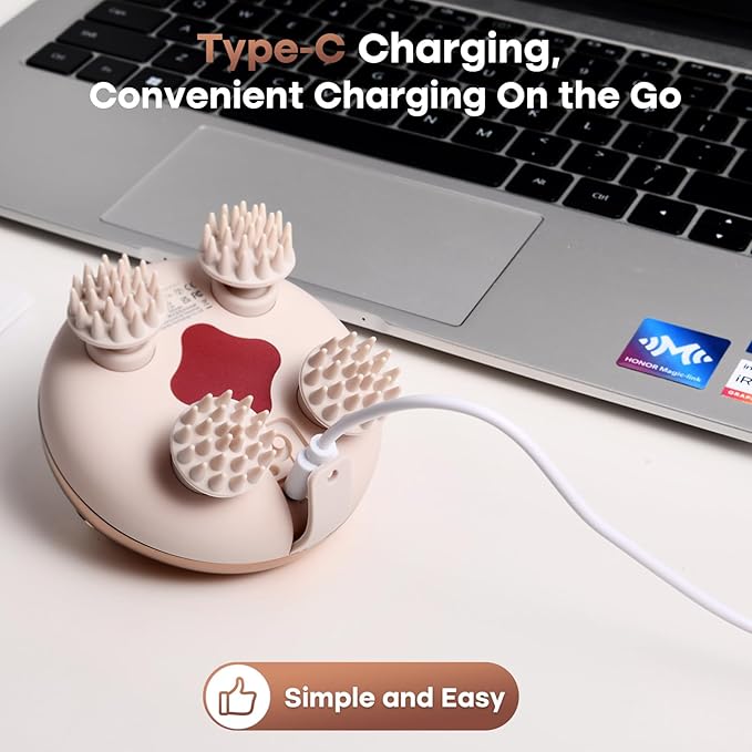 arboleaf Scalp Massager Kneading Head Massager Scalp Stress Relax Portable Rechargeable Hair Massager Shower Massage Waterproof Cat Massager Scratcher,Gift for Mom Dad