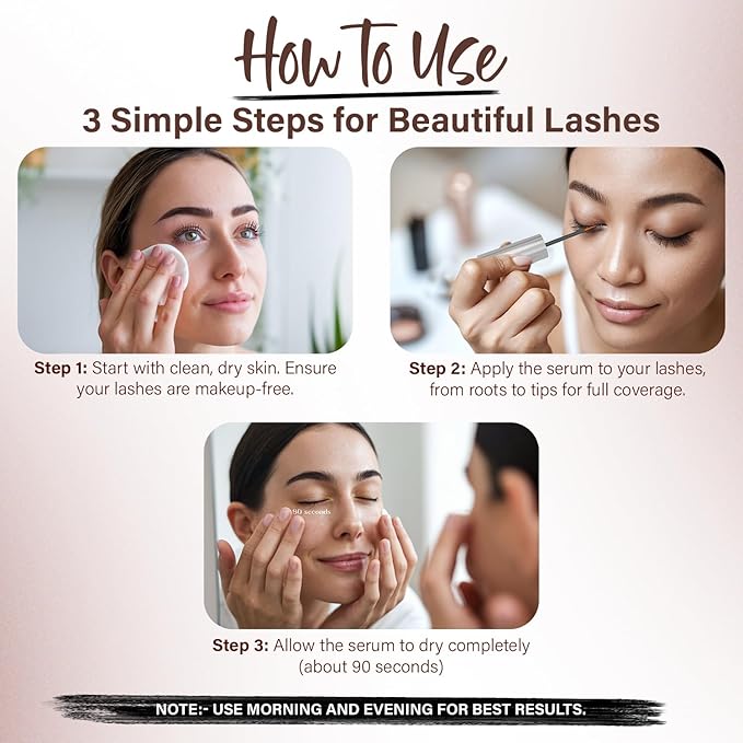 Herbishh Eyelash Enhancing Nourishing Serum for Longer, Thicker Lashes, Safe for Lash Extensions, Fragrance-Free Lash Serum, Sulfate-Free, Travel-Friendly, 0.135 fl. oz