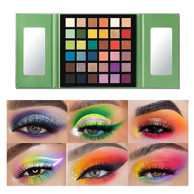 K'APEINE 36 Colors Eyeshadow Palette, Colorful Eyeshadows Palette Neon Shimmer Matte Glitter Eye Shadow High Pigmented Shadow Set Long Lasting Eye Makeup for Women