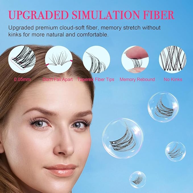 Lash Clusters - Lash Clusters Kit Mix Manga Lash Clusters 0.07D Lashes Clusters Anime Lashes Ultra-Thin Invisible Band 0.05mm DIY at Home No Lash Glue Included