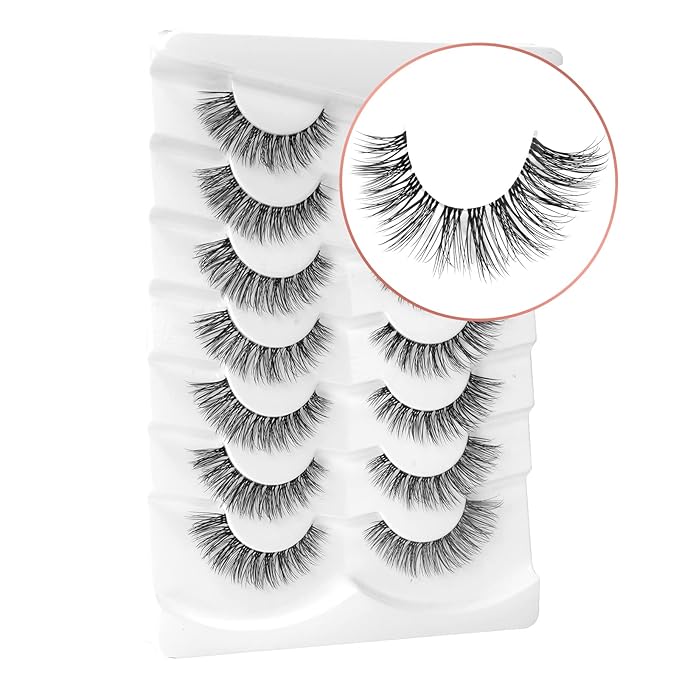 Onlyall Natural Eyelashes Mink False Eyelashes Natural Wispy Lashes Soft Clear Band Lashes Fluffy False Lashes 14MM A11
