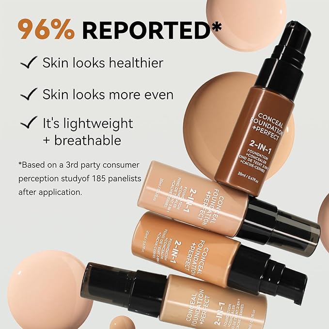 Concealer Full Coverage Foundation for Mature Skin,Oil Control Matte 2 in 1 Concealer liquid Foundation Makeup Waterproof Base De Maquillaje Alta Cobertura-03 Warm Ivory