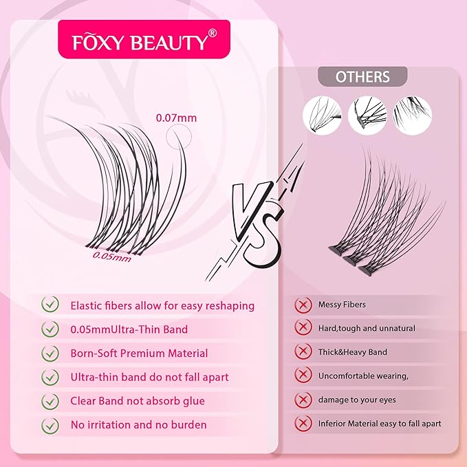 Nova Lash Clusters Kit - 360 pcs Lash Clusters Natural Look Invisible Band Eyelash Clusters Lash Extension Kit with Bond and Seal 0.07D D Curl WideSpan Cluster Eyelash Extension Kit 8-16mm DIY at Home