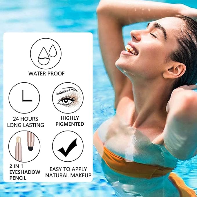 White Cream Eyeshadow Stick, Single Shimmer Eyeshadow Pencil, Waterproof Long Lasting Eye Shadow Stick Makeup, Hypoallergenic High Pigmented Eye Highlighter Pen Create Multi-Dimensional Eyes Look 01#