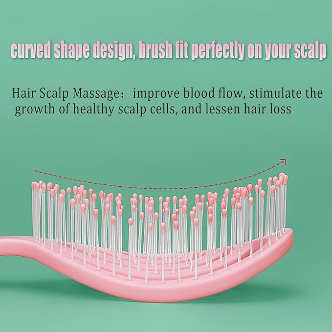 4 Pieces【Ultra-Soft】Baby Fine or Straight Hair Detangling Hair Brush for Kids【Skin-friendly material】Faster Blow Drying Styling Hair Detangling Brush with Flexible Bristles（Food grade ABS）Compact size