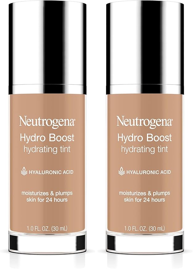 Neutrogena Hydro Boost Hydrating Tint with Hyaluronic Acid, Lightweight Water Gel Formula, Moisturizing, Oil-Free & Non-Comedogenic Liquid Foundation Makeup, 40 Nude Color, 1.0 fl. oz (Pack of 2)
