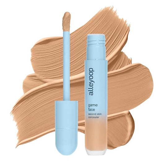 Alleyoop Game Face Concealer Makeup, Lightweight to Medium Buildable Coverage Under Eye Concealer, For Blemishes, Crease-proof and Hydrating with Aloe Stem Cell, Smooth Second Skin Finish - MVP