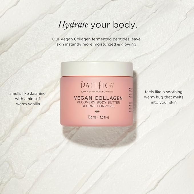 Pacifica Beauty | Vegan Collagen Body Butter | Hydrating, Nourishing, Moisturizer | Long-Lasting Hydration | Cream Lotion for Dry Skin | Light Floral Scent | Paraben Free | Vegan + Cruelty Free
