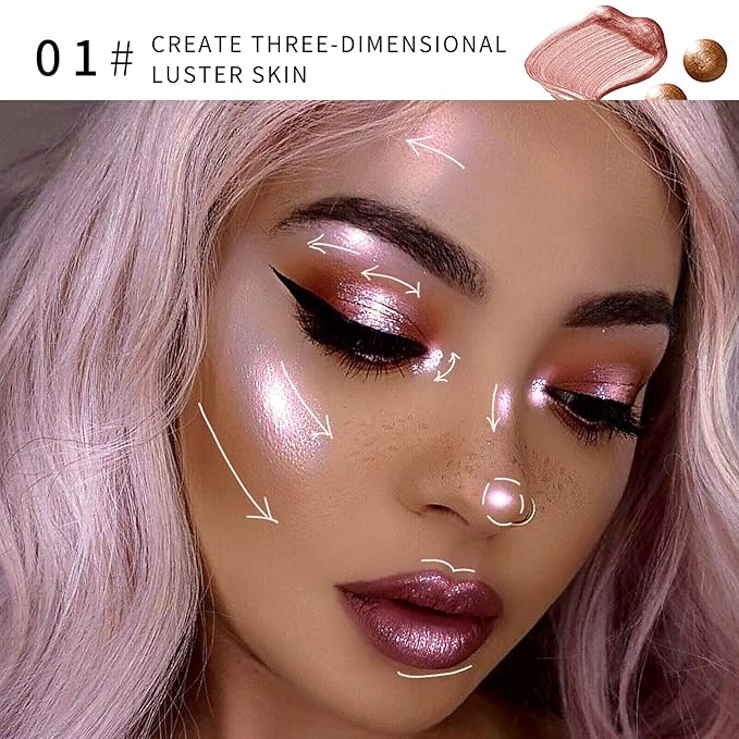 AKARY Liquid Highlighter Makeup for Face Body, Contour Foundation Illuminator Boom Stick, Two-color Highlight Shade Longwear Shimmer Glow Makeup, Valentine's Day gift (02 Sakura Powder + Warm Brown)