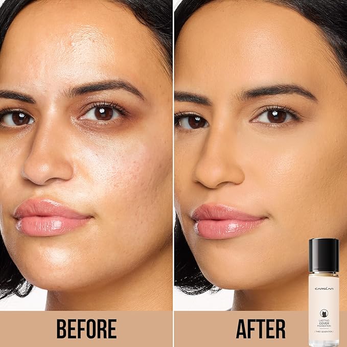 Lasting Cover Foundation, 24H Longlasting Full Coverage Matte Finish Face Makeup, Poreless, Lightweight, Waterproof, Oil Free Liquid Foundation, M01