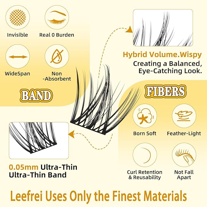 Eyelash Clusters Set 10-18mm Wispy Lash Clusters D Curl DIY Cluster Lash Extension Kit Individual Lashes Kit With Bond & Seal, Glue Remover, Tweezers(LF02 Lashes Set)