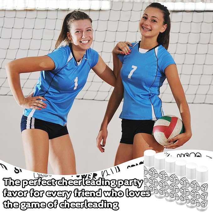 24 Pcs Volleyball Lip Balm Volleyball Team Gifts Volleyball Party Favors Volleyball Lip Balm Gift for Volleyball Team Volleyball Party Guest Supplies (White)