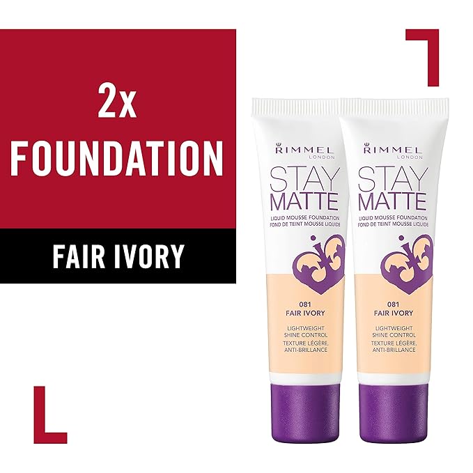 Rimmel, Stay Matte Foundation, Fair Ivory 2 Count (Pack of 1)(packaging may vary)