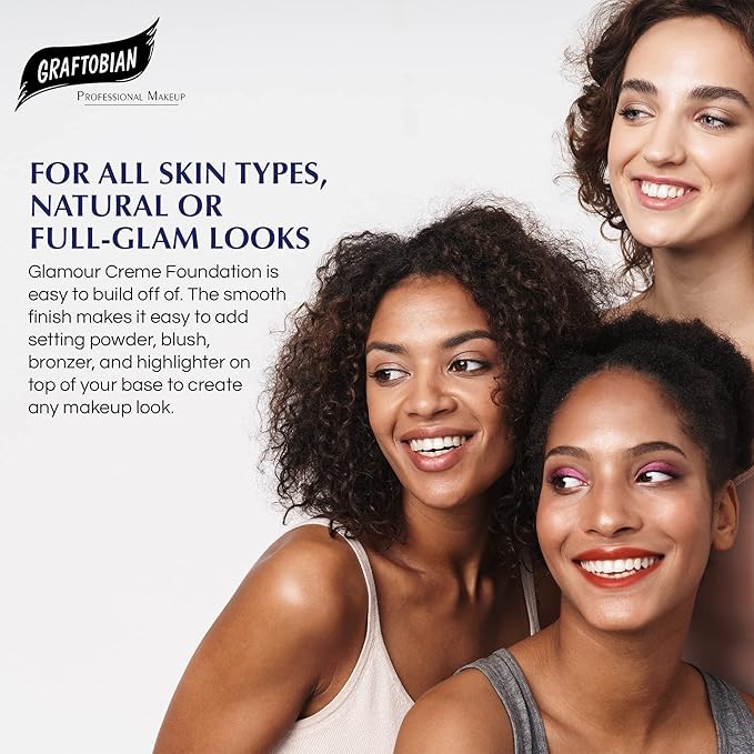 Graftobian HD Glamour Crème Foundation 1/2oz, Weightless Full Coverage Makeup, 65 Inclusive Shades, For All Skin Types, Natural or Full-Glam Looks, For Professionals and Beginners, Dusty Plum