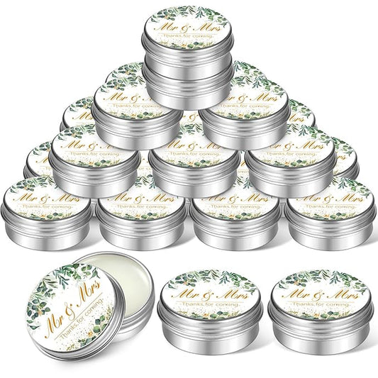40 Pieces Bridal Shower Lip Balm Bulk Wedding Favors Lip Balms Mr and Mrs Thanks for Coming Wedding Party Gift for Guest Girl Bride Women Travel Birthday, 0.34 Oz, White (Eucalyptus Style)