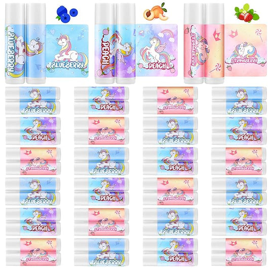 24 Pcs Unicorn Lip Balm Back to School Gift Unicorn Party Favors Lip Balm for Girls Birthday Party Favors Lip Gloss for Kids Gifts for Kids Fruity Favors Unicorn Gift for Cute Girls