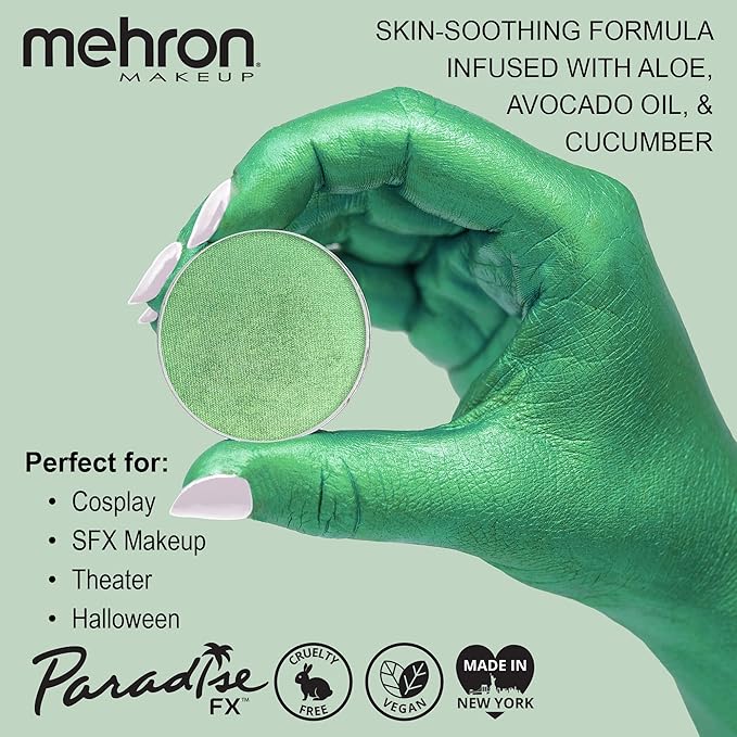 Mehron Makeup Paradise Makeup AQ Refill (.25 oz) (Metallic Green)