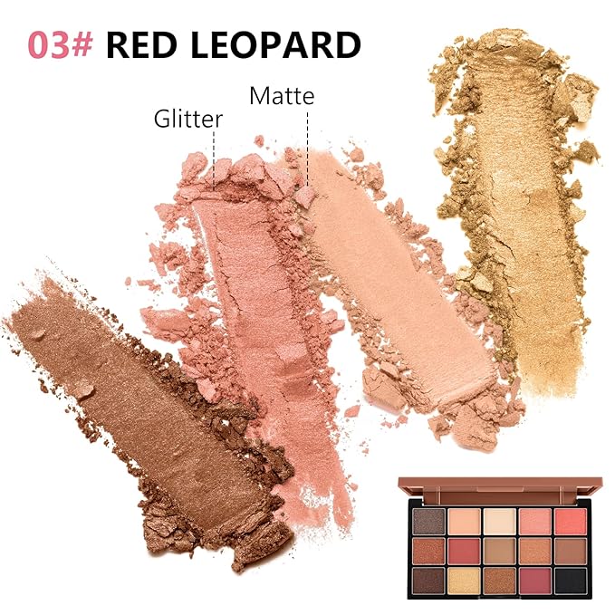 Boobeen 15 Colors Eyeshadow Palette, Highly Pigmented Matte and Shimmer Eye Shadow (with smudger), Soft Powder Eye Makeup Palette for Women and Girls, Create Flawless Glam Eye Looks