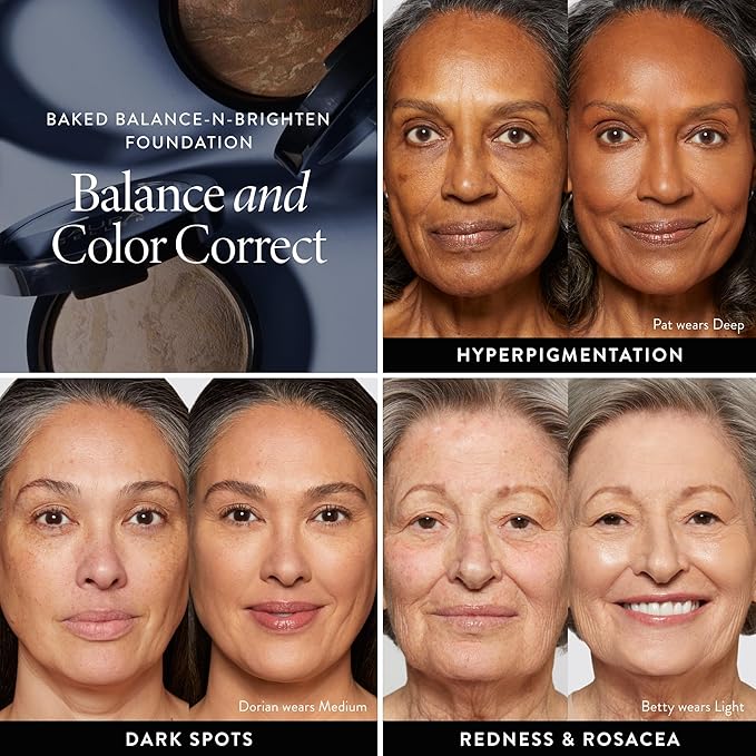 LAURA GELLER NEW YORK Award-Winning Baked Balance-n-Brighten Color Correcting Powder Foundation - Sand - Buildable Light to Medium Coverage - Demi-Matte Natural Finish