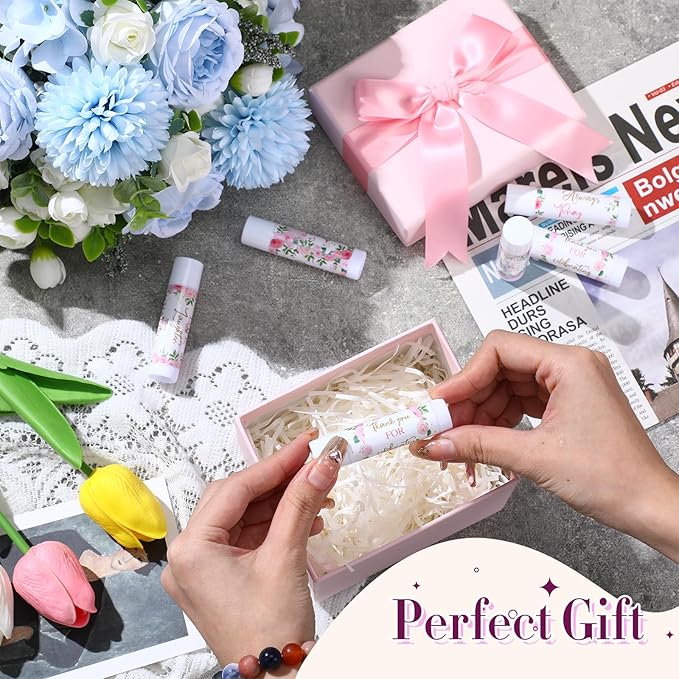 30 Pcs Wedding Lip Balms Bulk Wedding Bridal Shower Favors for Guests Wedding Souvenirs Moisturizing Floral Lip Balm Thank You Gifts for Bachelorette Party Bridesmaid Baby Shower, Pink Flower