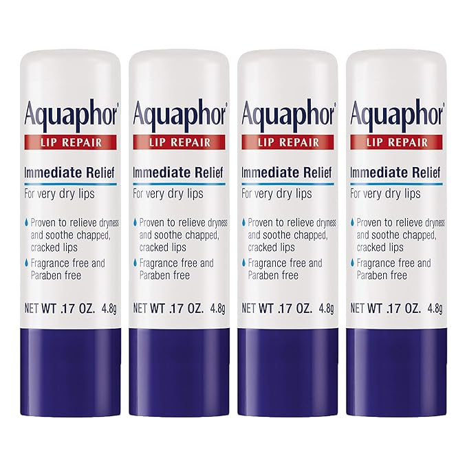 Aquaphor Lip Repair Stick - Soothes Dry Chapped Lips - 0.17 Ounce (Pack of 4)