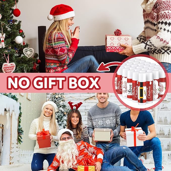 50 Pieces Christmas Santa Lip Balm Bulk Gift Christmas Gift for Women Moisturizing Lip Care Product for Seasonal Winter Holiday Xmas Party Gift