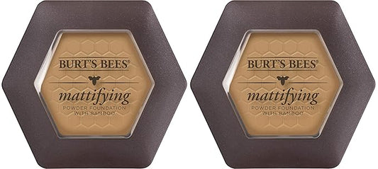 Burts Bees 100% Natural Mattifying Powder Foundation, Nutmeg - 0.3 Ounce (Pack of 2)