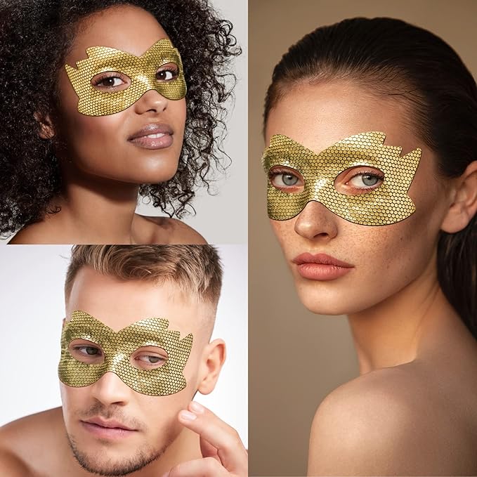 24k Gold Eye Masks, Under Eye Patches Honeycomb Eye Treatment Mask for Dark Circles and Puffiness, Eye Care Pads Skincare Reduce Puffy Wrinkles Eye Patch Gift for Adults Women Men Kids Girls -8 PCS
