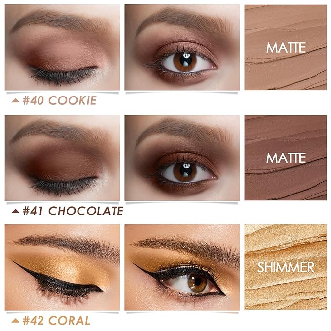 FOCALLURE 3PCS Cream Matte and Shimmer Eye Brightener Stick,Light to Dark Orange Eyeshadow Pencil,Long Lasting Eye Shadow Highlighter Stick Makeup,Gold Rush