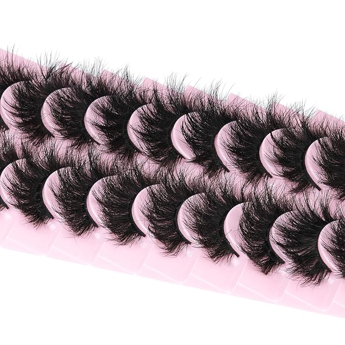 Mink Lashes 8D Volume Dramatic False Eyelashes Soft 20 mm 10 Pairs Pack Wispy FANXITON Faux Mink Eye Lashes