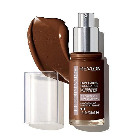 Revlon Illuminance Skin-Caring Liquid Foundation, Hyaluronic Acid, Hydrating and Nourishing Formula with Medium Coverage, 613 Honey Java (Pack of 1)