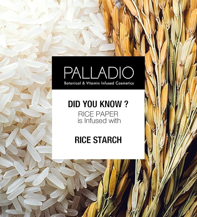 Palladio Rice Paper Facial Tissues for Oily Skin, Face Blotting Sheets Made from Natural Rice, Oil Absorbing Paper with Rice Powder, 2 Sided, Instant Results, Translucent, 40 Count, Pack of 1