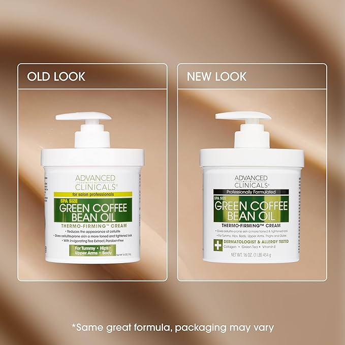 Advanced Clinicals Thermo Firming Green Coffee Bean Moisturizer Body Cream | Anti Cellulite Caffeine Firming Lotion For Legs, Arms, & Body | Skin Care Products | Aging Skin Tightening Cream, 2-Pack