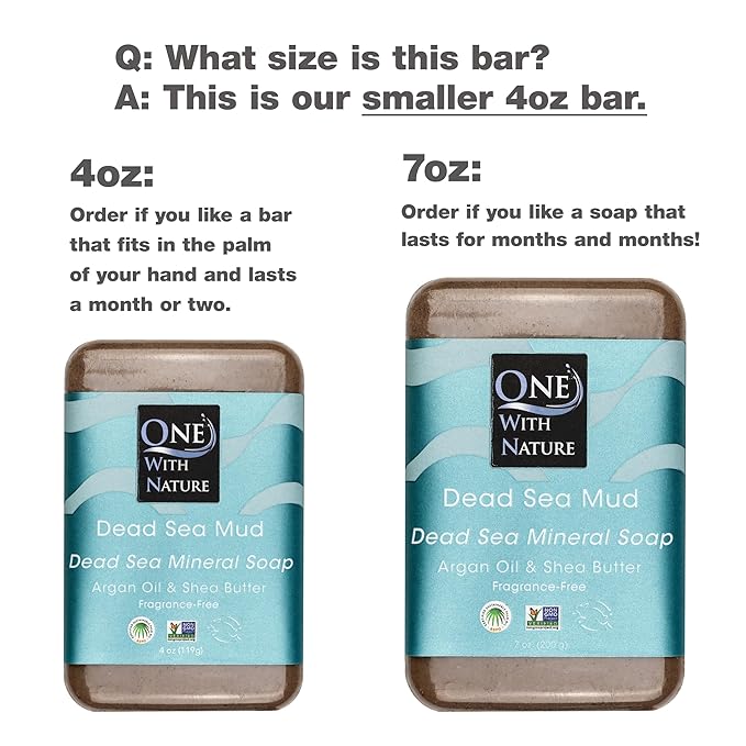 One With Nature Dead Sea Mud Soap 4oz 3-Pack – Purifying and Exfoliating Soap Bar with Dead Sea Salt Minerals for Face & Body, for Men & Women